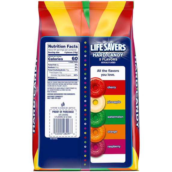 LIFE SAVERS Hard Candy, 5 Flavors Individually Wrapped Fruit Candy, (2 Pack)