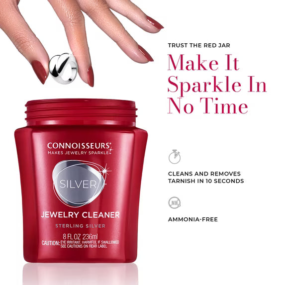 2 NEW Connoisseurs Silver Jewelry Cleaner, Liquid Dip Jewelry Cleaner in Red Jar
