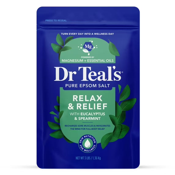 Dr Teal's Pure Epsom Salt Soaking Solution, Relax & Relief with Eucalyptus 4Pack