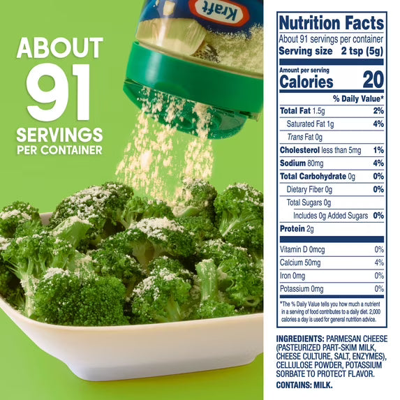 Kraft Parmesan Grated Cheese, 16 oz Shaker ( Pack of 2 )