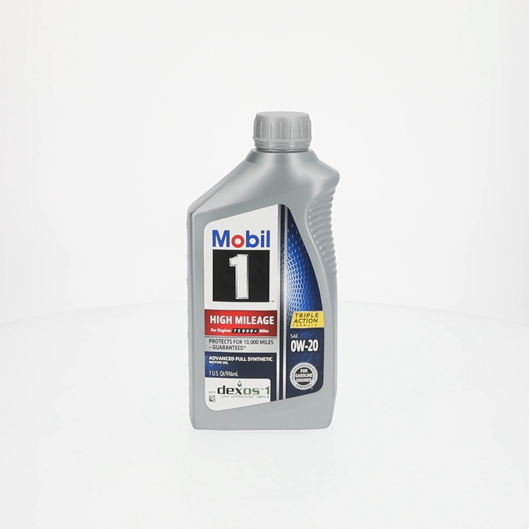 (2 pack) Mobil 1 High Mileage Full Synthetic Motor Oil 0W-20, 1 Quart