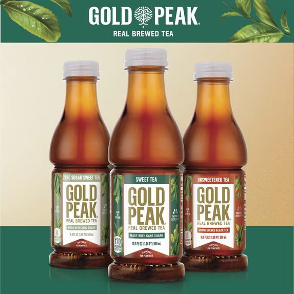 (2 PACK) Gold Peak Iced Tea, Zero Sugar Sweet Tea Bottles, 16.9 fl oz, 6 pack