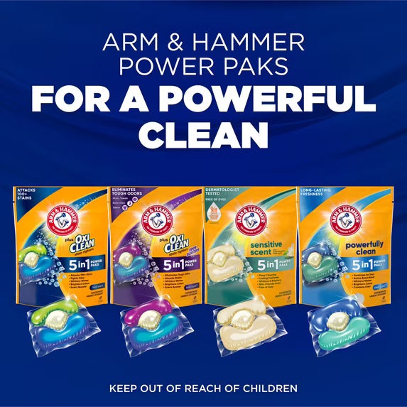 ARM and HAMMER Plus OxiClean 5-in-1 Laundry Detergent Power Pks Fresh Burst 42ct Pack of 2