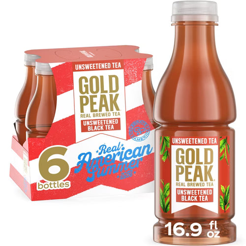 (2 PACK) Gold Peak Iced Tea, Zero Sugar Sweet Tea Bottles, 16.9 fl oz, 6 pack