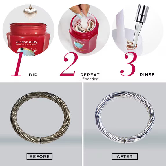 2 NEW Connoisseurs Silver Jewelry Cleaner, Liquid Dip Jewelry Cleaner in Red Jar
