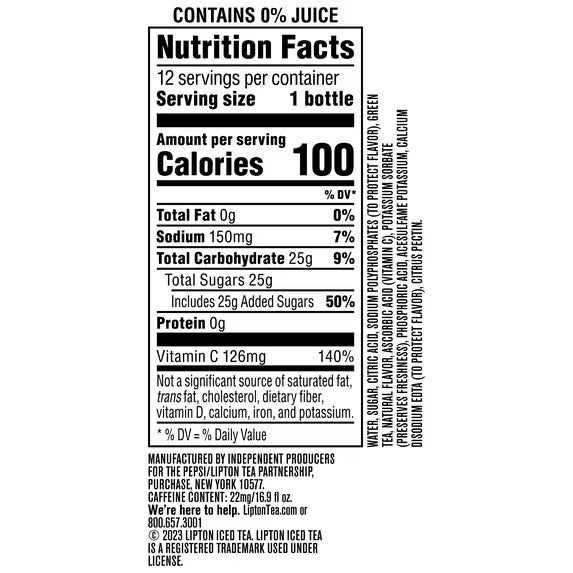 Lipton Green Tea Citrus Iced Tea, 16.9 Fl Oz, 24 Count Pack
