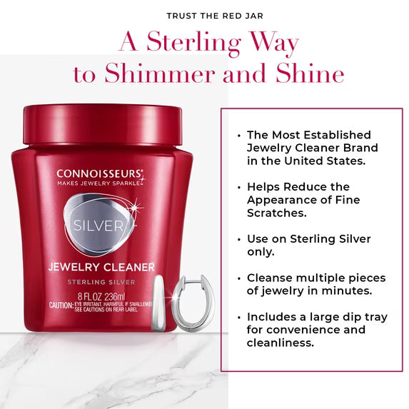 2 NEW Connoisseurs Silver Jewelry Cleaner, Liquid Dip Jewelry Cleaner in Red Jar