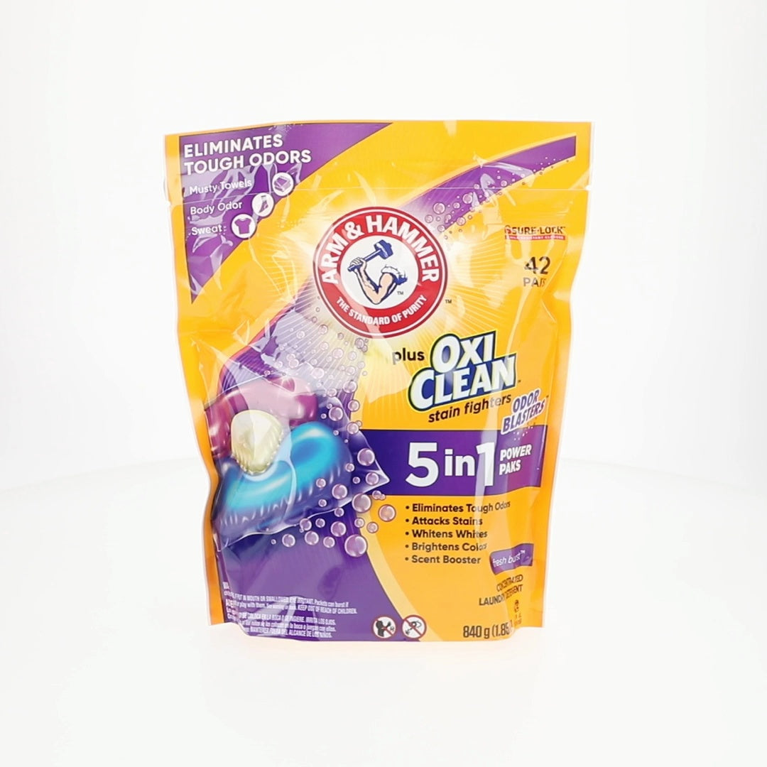 ARM and HAMMER Plus OxiClean 5-in-1 Laundry Detergent Power Pks Fresh Burst 42ct Pack of 2