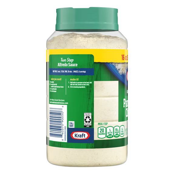 Kraft Parmesan Grated Cheese, 16 oz Shaker ( Pack of 2 )