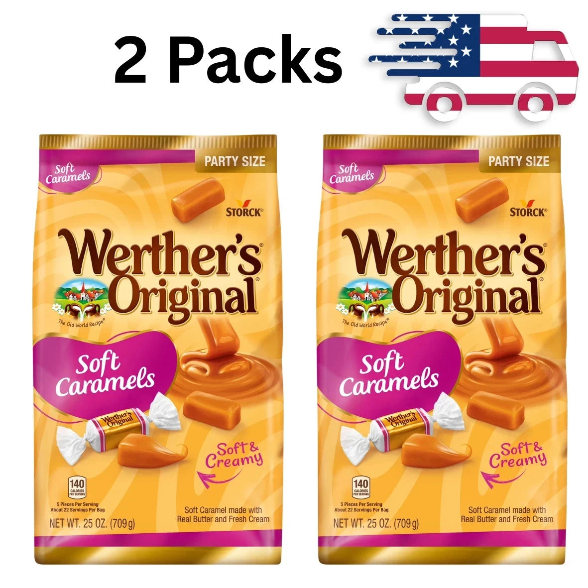 Werther's Original Soft Caramel Candy, 25 oz (2 Count)