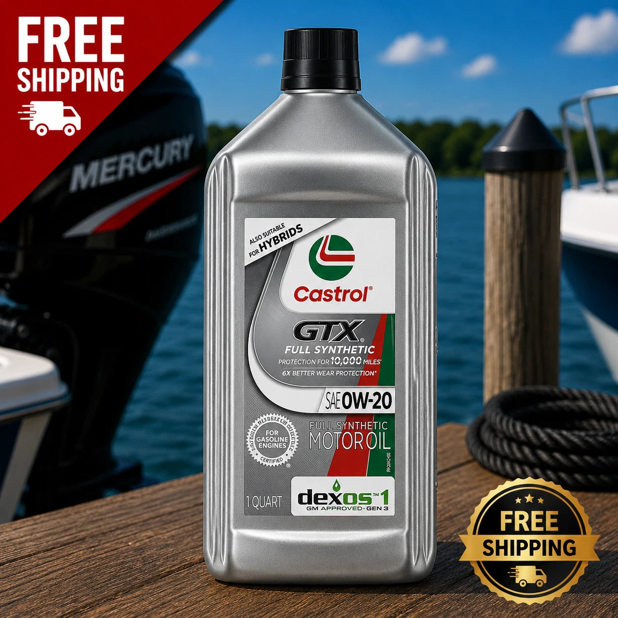 Castrol GTX Full Synthetic 0W-20 Motor Oil, 1 Quart Pack of 2
