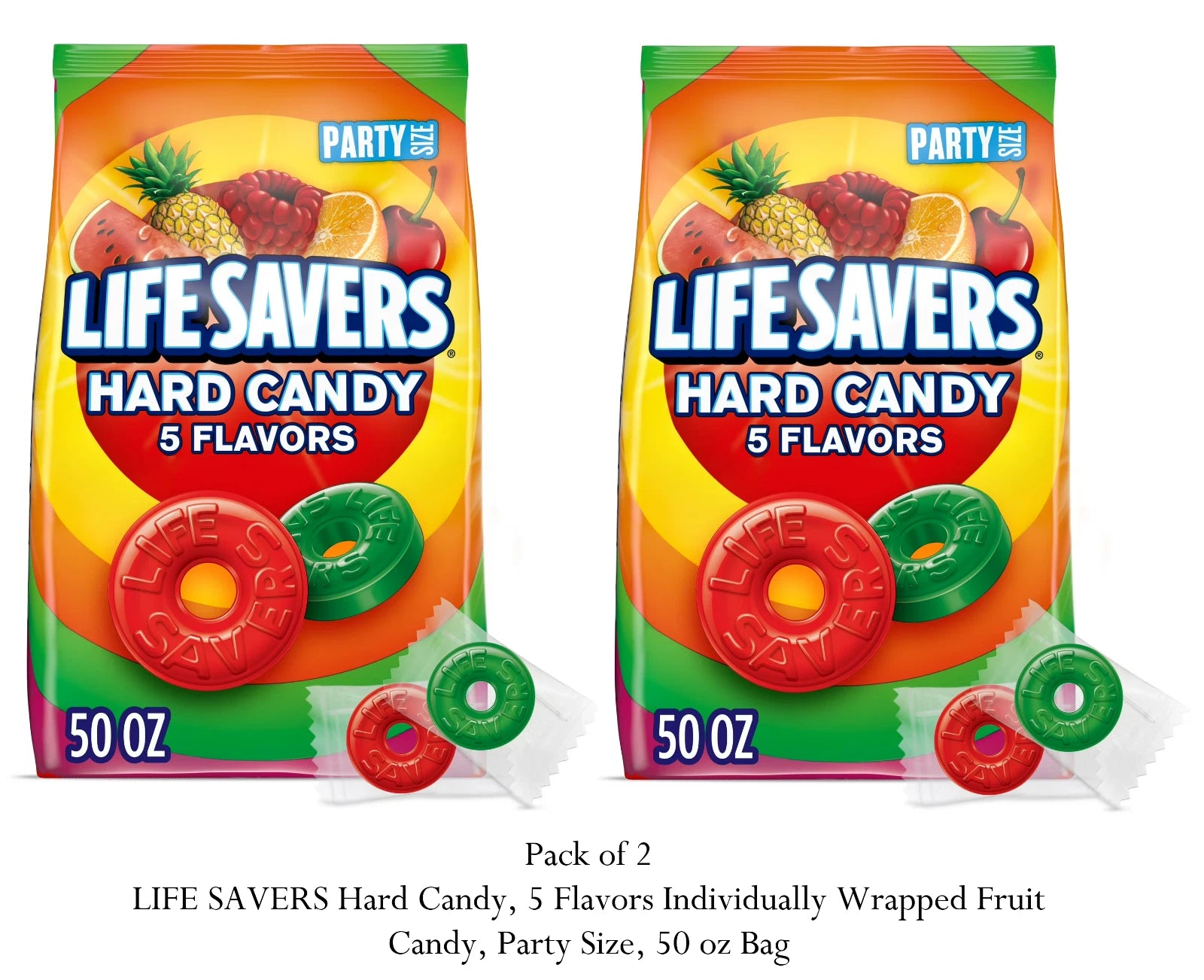 LIFE SAVERS Hard Candy, 5 Flavors Individually Wrapped Fruit Candy, (2 Pack)