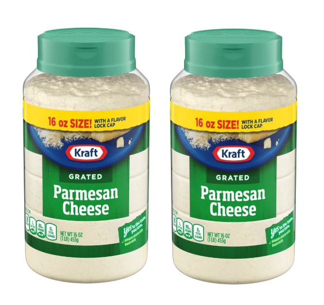 Kraft Parmesan Grated Cheese, 16 oz Shaker ( Pack of 2 )