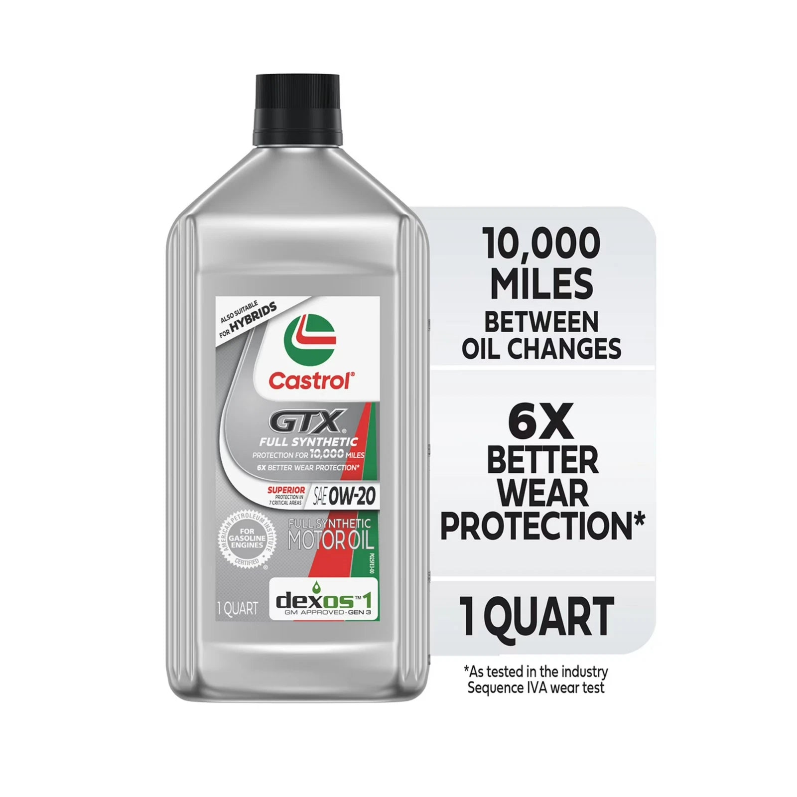 Castrol GTX Full Synthetic 0W-20 Motor Oil, 1 Quart Pack of 2
