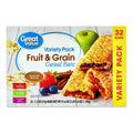 Pack of 3 Great Value Fruit & Grain Cereal Bars, Variety Pack, 1.3 oz, 32 Count
