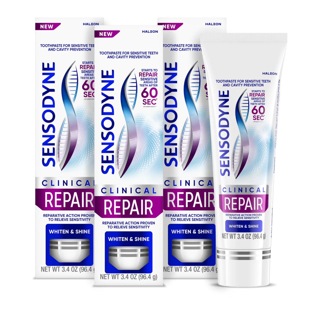 Sensodyne Clinical Repair Whiten & Shine Toothpaste for Sensitivity Relief, 2P