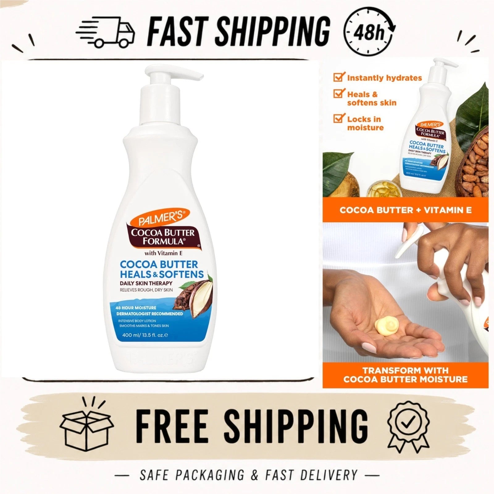 Palmer's Cocoa Butter Body Lotion 13.5 Fl Oz | Intensive Moisturizer Pack of 2