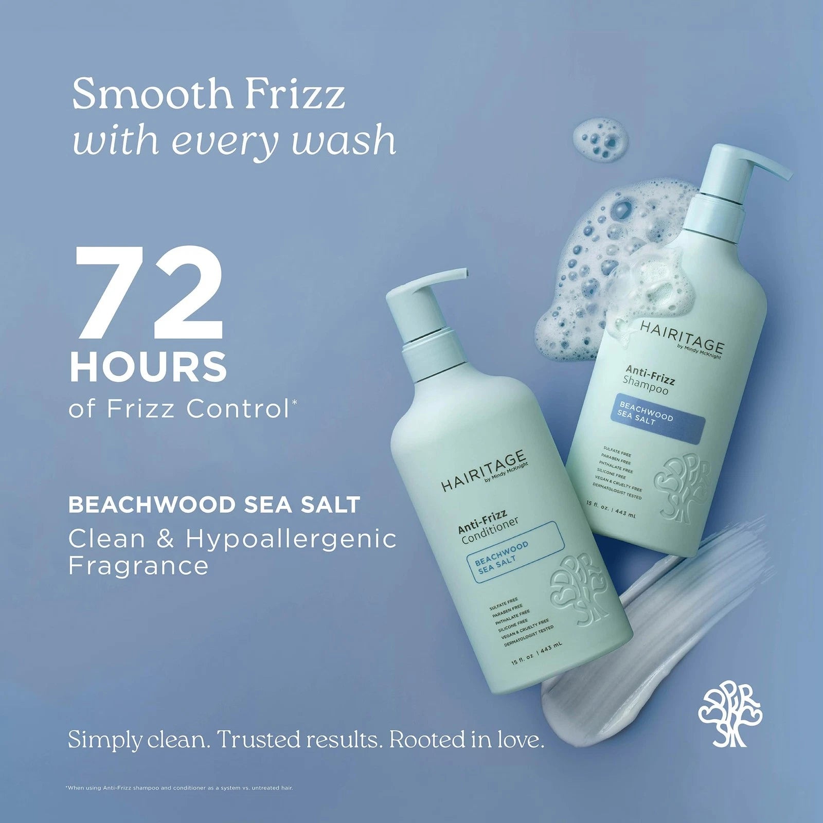 Hairitage Woody Sea Salt Anti-Frizz Shampoo | All Hair 15 Ounce (Pack of 2)